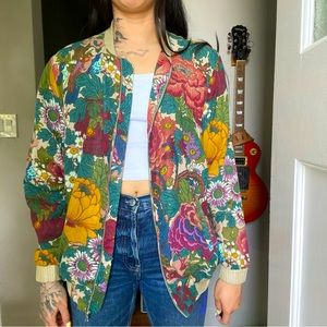 Zara Floral Lightweight Floral Bomber Jacket